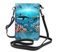 Pegqcvam Whales Under The Sea Piccola borsa per cellulare, borsa a tracolla con stampa floreale, mini portafoglio in pelle PU con tracolla, chiusura magnetica sicura.