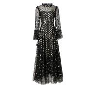 Pegsmio Abito da donna in rete patchwork con paillettes girocollo manica svasata abito da sera per feste autunnali moda, Nuovo5, XL