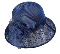 Pegsmio Elegante cappello da sole estivo da donna, pieghevole, per spiaggia, chiesa, festa di nozze, viaggio, blu navy, Taglia unica