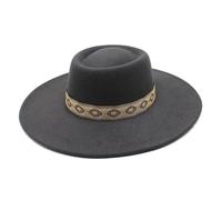 Pegsmio Retro 9,5 cm a tesa larga di lana Jazz Fedoras cappello invernale elegante per feste di nozze, Grigio scuro9, 6 7/8 / 7 1/8