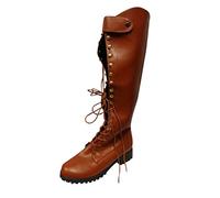 peiaclkde Donna Stivali Al Ginocchio Stivale Autunno Inverno Sopra Il Ginocchio Stringate Boots Con Tacco Basso E Punta Scarpe Vintage Da Equitazione Cavaliere Stivali Eleganti Combattimento Outdoor
