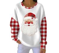 peiaclkde Felpa Donna Natale, Felpe Senza Cappuccio Donna Girocollo Oversize Elegante Pullover Natale Maglione Natalizio Invernale Curvy Maglia Classica Comoda Sweatshirt per Il Tempo Libero Cotone