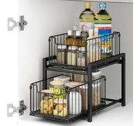 Peiaw Organizzatore Per Cucina Con Cassetti Scaffale A 2 Piani Scorrevole Con Guide Lisce E Fermi Di Sicurezza Grande Capacità Per Spezie,oli,cibi Ideale Per Armadio Cucina,sotto Il Lavandino