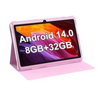 PEICHENG Tablet Android 14.0 da 7 pollici, RAM 8 GB (3+5 espandi) + 32 GB ROM Tablet, doppia fotocamera, schermo IPS 1024 x 600, espansione 1 TB, tablet con custodia (rosa)