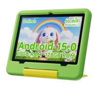 PEICHENG Tablet per bambini con custodia protettiva in EVA, Android 15.0 Toddler Tab PC 10.1Inch RAM 20GB (4+16Expand) + ROM 128GB IPS 800 * 1280 5.0Bluetooth (verde)