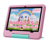 PEICHENG Tablet per bambini con custodia protettiva in EVA, Android 15.0 Toddler Tab PC 10.1Inch RAM 20GB (4+16Expand) + ROM 128GB IPS 800 * 1280 5.0Bluetooth (rosa)