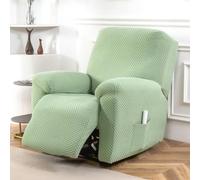 PEIHUODAN Copripoltrona Relax Reclinabile Elettrica Universale, Jacquard Tinta Unita Elasticizzato Copripoltrona 1 Posto con Tasche, Fodere Poltrona Relax Lavabile Rimovibile (Verde)