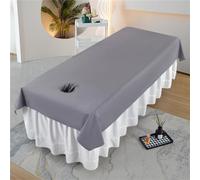 PEIHUODAN Lenzuolo Letto Massaggio con Il Foro del Viso Lenzuola Riutilizzabili della Stazione Termale Copertura Morbida Letto Bellezza Poliestere Copertura Lavabile Tavolo Massaggio (80x200cm,Grey)