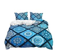 PEIHUODAN Set Copripiumino Singolo Matrimoniale Stile Bohémien Uomo Donna Biancheria da Letto in Microfibra Poliestere Traspirante Etnici Copripiumino e Federa 50x75 cm (Color 4,135x200 cm)