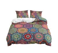 PEIHUODAN Set Copripiumino Singolo Matrimoniale Stile Bohémien Uomo Donna Biancheria da Letto in Microfibra Poliestere Traspirante Etnici Copripiumino e Federa 50x75 cm (Color 2,200x200 cm)