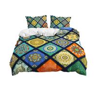 PEIHUODAN Set Copripiumino Singolo Matrimoniale Stile Bohémien Uomo Donna Biancheria da Letto in Microfibra Poliestere Traspirante Etnici Copripiumino e Federa 50x75 cm (Color 3,220x240 cm)