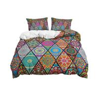 PEIHUODAN Set Copripiumino Singolo Matrimoniale Stile Bohémien Uomo Donna Biancheria da Letto in Microfibra Poliestere Traspirante Etnici Copripiumino e Federa 50x75 cm (Color 9,220x240 cm)
