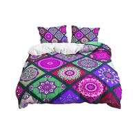PEIHUODAN Set Copripiumino Singolo Matrimoniale Stile Bohémien Uomo Donna Biancheria da Letto in Microfibra Poliestere Traspirante Etnici Copripiumino e Federa 50x75 cm (Color 6,200x200 cm)
