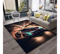 PEIHUODAN Tappeti Fantastici Con Tema Cyber Cars, Tappeti Decorativi Per La Sala Giochi Dei Ragazzi Adolescenti, Carpet Moderni Neon Car Race Per Il Soggiorno E La Camera Da Letto (Colore 3,100x120cm)