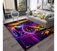 PEIHUODAN Tappeti Fantastici Con Tema Cyber Cars, Tappeti Decorativi Per La Sala Giochi Dei Ragazzi Adolescenti, Carpet Moderni Neon Car Race Per Il Soggiorno E La Camera Da Letto (Colore 2,120x160cm)