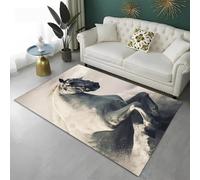 PEIHUODAN Tappeto A Tema Animale, Stallone Selvaggio Tappeto Bianco Cavallo Da Mille Miglia, Tappeto Moderno Per Camera Dei Ragazzi, Morbido E Antiscivolo Soggiorno E La Camera (Colore 4,100x150cm)