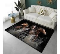 PEIHUODAN Tappeto A Tema Animale, Stallone Selvaggio Tappeto Bianco Cavallo Da Mille Miglia, Tappeto Moderno Per Camera Dei Ragazzi, Morbido E Antiscivolo Soggiorno E La Camera (Colore 1,160x230cm)