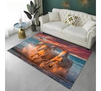 PEIHUODAN Tappeto A Tema Animale, Stallone Selvaggio Tappeto Bianco Cavallo Da Mille Miglia, Tappeto Moderno Per Camera Dei Ragazzi, Morbido E Antiscivolo Soggiorno E La Camera (Colore 6,100x120cm)