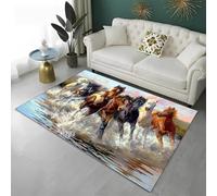 PEIHUODAN Tappeto A Tema Animale, Stallone Selvaggio Tappeto Bianco Cavallo Da Mille Miglia, Tappeto Moderno Per Camera Dei Ragazzi, Morbido E Antiscivolo Soggiorno E La Camera (Colore 2,160x230cm)