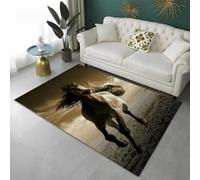PEIHUODAN Tappeto A Tema Animale, Stallone Selvaggio Tappeto Bianco Cavallo Da Mille Miglia, Tappeto Moderno Per Camera Dei Ragazzi, Morbido E Antiscivolo Soggiorno E La Camera (Colore 3,100x120cm)