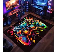 PEIHUODAN Tappeto Con Stampa Graffiti Neon E Controller 3D Per Gamepad - Tappeti Antiscivolo Per Sala Giochi/Sala E-sport, Tappetino Con Motivo A Schizzi Di Colore (Colore 6,160x230cm)