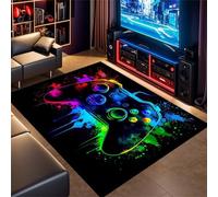 PEIHUODAN Tappeto Con Stampa Graffiti Neon E Controller 3D Per Gamepad - Tappeti Antiscivolo Per Sala Giochi/Sala E-sport, Tappetino Con Motivo A Schizzi Di Colore (Colore 2,120x160cm)