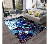 PEIHUODAN Tappeto Decorativo 3D Con Farfalle Floreali, Tappetini Da Gioco Per Soggiorno Dai Colori Blu-Viola Abbaglianti Per Le Stanze Dei Giochi E Le Camere Letto Di Adolescenti (Colore 2,50x80cm)