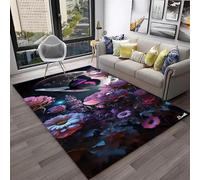 PEIHUODAN Tappeto Decorativo 3D Con Farfalle Floreali, Tappetini Da Gioco Per Soggiorno Dai Colori Blu-Viola Abbaglianti Per Le Stanze Dei Giochi E Le Camere Letto Di Adolescenti (Colore 3,140x200cm)