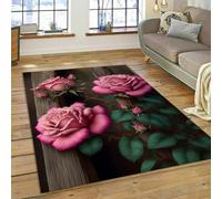 PEIHUODAN Tappeto Decorativo Da Camera Da Letto Per Bambine, Tappeto Moderno Morbido Rosa-rosso Con Rose, Bellissimo Rose Fashion Carpet Per Soggiorno, Camera Dei Bambini, Cucina (Colore 1,120x180cm)
