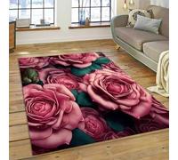 PEIHUODAN Tappeto Decorativo Da Camera Da Letto Per Bambine, Tappeto Moderno Morbido Rosa-rosso Con Rose, Bellissimo Rose Fashion Carpet Per Soggiorno, Camera Dei Bambini, Cucina (Colore 4,120x160cm)
