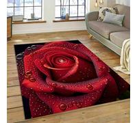 PEIHUODAN Tappeto Decorativo Da Camera Da Letto Per Bambine, Tappeto Moderno Morbido Rosa-rosso Con Rose, Bellissimo Rose Fashion Carpet Per Soggiorno, Camera Dei Bambini, Cucina (Colore 3,140x200cm)