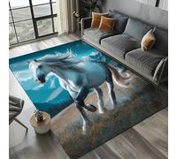 PEIHUODAN Tappeto Flaming Horse Game, Cool Tappete Decorativo 3D Con Cavallo, Tappeto D'atmosfera Per Adolescenti, Camere Da Letto Per Sale Giochi, Carpet Per Soggiorni E Cucine (Colore 1,120x160cm)