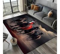 PEIHUODAN Tappeto Flaming Horse Game, Cool Tappete Decorativo 3D Con Cavallo, Tappeto D'atmosfera Per Adolescenti, Camere Da Letto Per Sale Giochi, Carpet Per Soggiorni E Cucine (Colore 5,140x200cm)