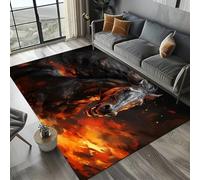 PEIHUODAN Tappeto Flaming Horse Game, Cool Tappete Decorativo 3D Con Cavallo, Tappeto D'atmosfera Per Adolescenti, Camere Da Letto Per Sale Giochi, Carpet Per Soggiorni E Cucine (Colore 2,80x120cm)