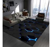 PEIHUODAN Tappeto Gaming 3D Con Effetto Luce Lineare Essenziale Per Camerette Di Ragazzi, Stanze Per Bambini Spazi E-Sports, Tappeto A Zone Neon Moderno Per Camere Gaming (Vision 6,120x180cm)