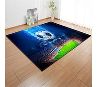 PEIHUODAN Tappeto Soggiorno Gioco Ragazzo Adolescente Camera da Letto Tappeto Antiscivolo Verde Campo da Calcio Gioco Graffiti Camera dei Bambini Decorazione Tappeti Lavabile (Blu,120 x 160 cm)