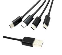 PEILINZE Cavo splitter da USB a USB C, lunghezza 50 cm, 4 in 1, cavo di ricarica di tipo C, per telefoni cellulari e tablet, colore: bianco/nero