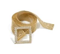 PEILINZE Cintura in vita, con strass impreziositi da 9 file, da donna, per cintura larga in vita dorata e argento, fibbia regolabile, gioiello da donna