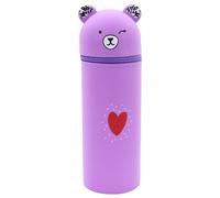 PEILINZE Portapenne Cartoon Bear Pencil Holder Silicone Pen Bag Pencil Pouch Zip Pen Case Standing Pen Holder per Studente