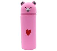 PEILINZE Portapenne Cartoon Bear Pencil Holder Silicone Pen Bag Pencil Pouch Zip Pen Case Standing Pen Holder per Studente