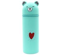PEILINZE Portapenne Cartoon Bear Pencil Holder Silicone Pen Bag Pencil Pouch Zip Pen Case Standing Pen Holder per Studente