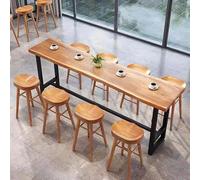 peilouw Tavolo da bar in legno massello, tavolo da pranzo lungo e stretto, tavolo da cucina con poggiapiedi, piano rettangolare con bordo vivo, tavolo alto da fattoria, solo tavolo (larghezza 140 cm