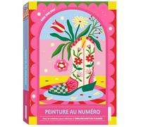 Peinture au numéro Santiag fleurie: Avec 1 tableau, 1 modèle couleur, 9 godets de peinture, 2 pinceaux, 1 crochet adhésif