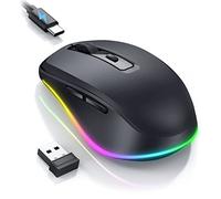 PEIOUS Jiggler - Mouse wireless a LED con Jiggler Mover integrato, ricaricabile per computer con movimento casuale non rilevabile, mantiene sveglio il PC portatile, nero