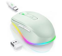 PEIOUS Jiggler - Mouse wireless a LED con mouse integrato, ricaricabile, con movimento casuale non rilevabile, mantiene il computer sveglio, verde chiaro