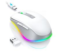 PEIOUS Jiggler - Mouse wireless a LED con mouse integrato, ricaricabile, con movimento casuale non rilevabile, mantiene il computer sveglio, bianco e grigio