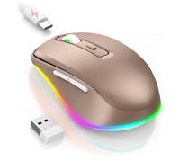 PEIOUS Jiggler - Mouse wireless a LED con mouse integrato, ricaricabile, con movimento casuale non rilevabile, mantiene il computer sveglio, colore: oro
