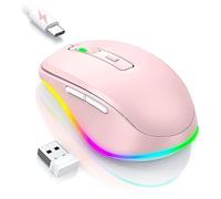 PEIOUS Mouse per laptop, mouse wireless Jiggler - Mouse wireless a LED con mouse Jiggler Mover, mouse ricaricabile per laptop non rilevabile mantiene il computer sveglio - rosa