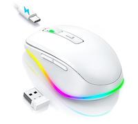 PEIOUS Mouse wireless per computer portatile, mouse wireless a LED con Jiggler Mover integrato, mouse mobile ricaricabile, non rilevabile, mantiene il computer sveglio, bianco