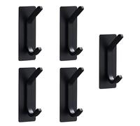 peiqiup Gancio Adesivo Da Parete (5 Pezzi), ganci adesivi acciaio inox, appendiabiti autoadesivo, Impermeabile, Antiruggine, Per Cucine, Bagni, Uffici, Nero, Agganci su e giù
